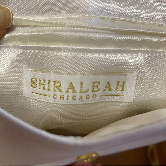 Shiraleah White Satin Jeweled Wedding Bachelorette Prom Gown Formal Clutch Small - Picture 5 of 5